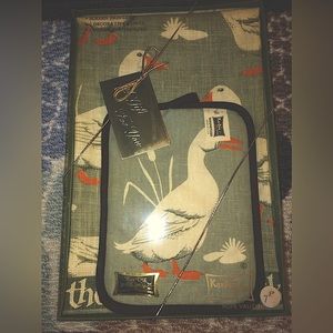 Vintage Kay Dee Pure Linen screenPrint duck Tea Towel Set Pot Holder